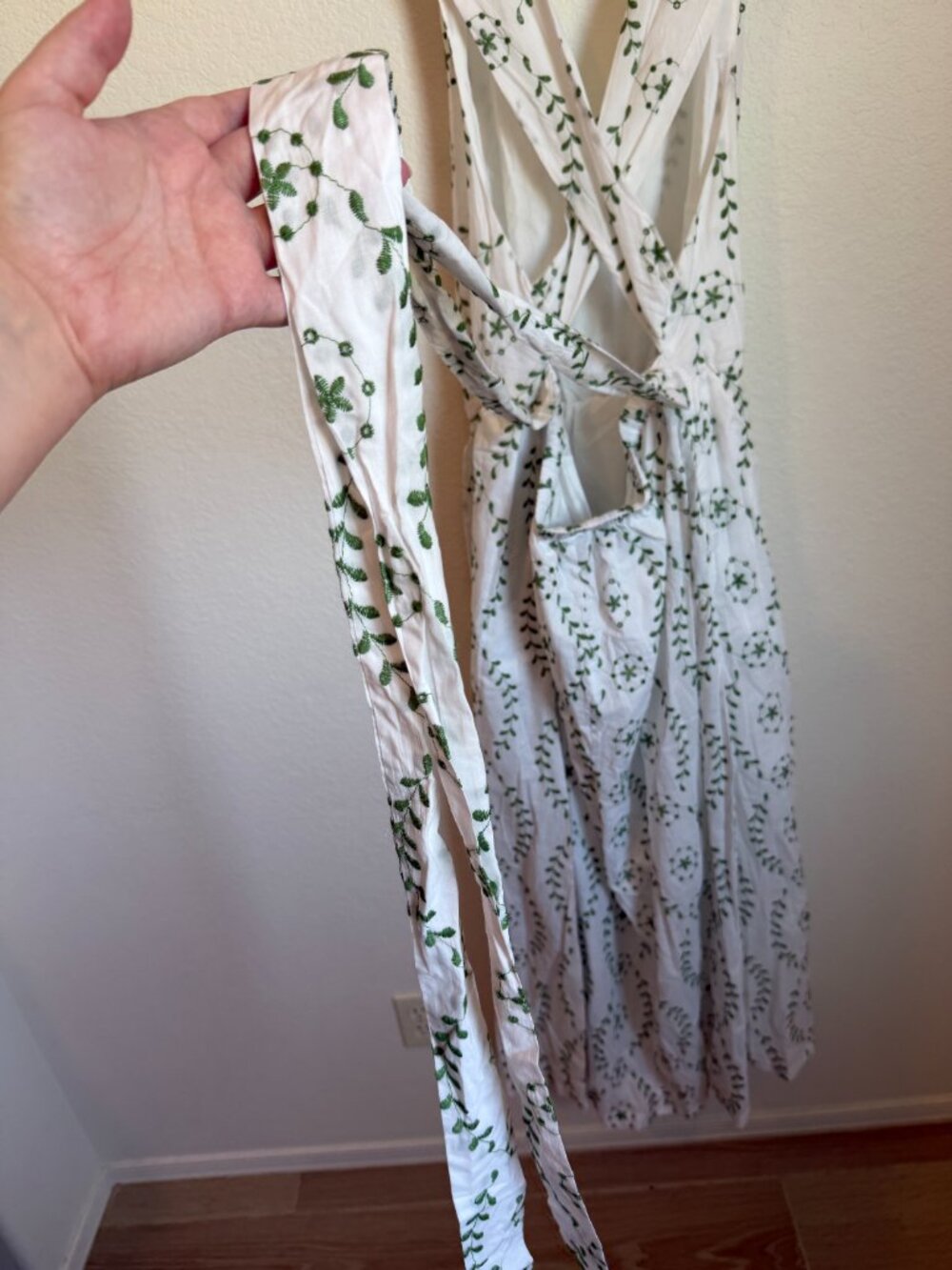 NWT A New Day White Green Embroidered Cotton Maxi Dress XXL Cottagecore - Picture 4 of 7